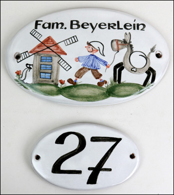 Türschild groß und kleine Hausnummer oval