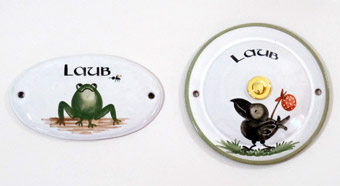 Türschild klein und Klingelknopf