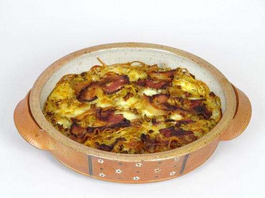 Spaghettiauflauf mit Speck